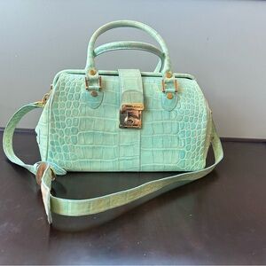 Dooney & Bourke Mint Croc-Embossed Satchel with Gold Hardware